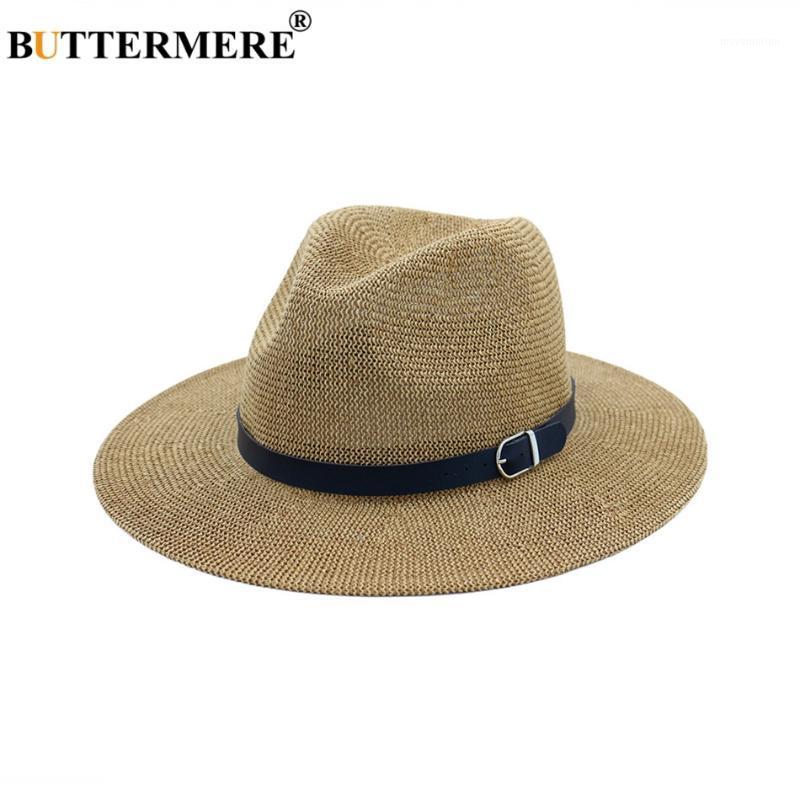 

BUTTERMERE Beach Straw Hat Brown Women Mens Wide Brim Elegant Panama Hat Fedora Female Casual Fashionable Summer Sun Hats1, Black