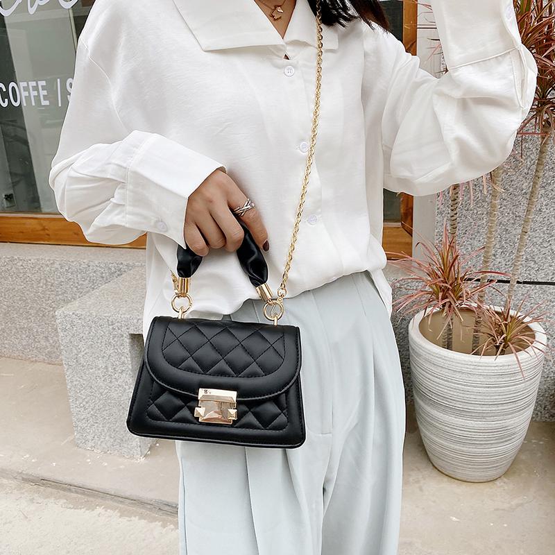 

women's messenger bag Fashion solid color PU leather Diamond Lattice women's handbag purses and handbags sac femme, Black