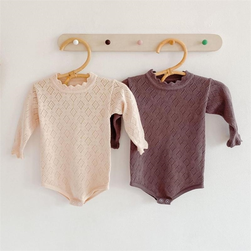 

Baby Knit Bodysuit Newborn Baby Girl Knitted Bodysuit Autumn Long Sleeve Baby Girl Clothes Infant Girl Jumpsuit Toddler Overalls 201216, 82110beige