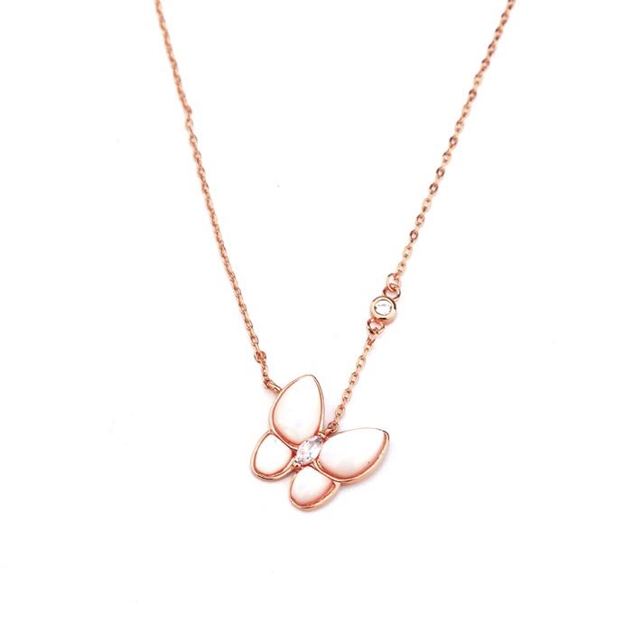 

Street ins stainless steel jewelry iced out pendant butterfly necklace womens gold necklace bling bling iced out chains women jewelry 2020, Silver