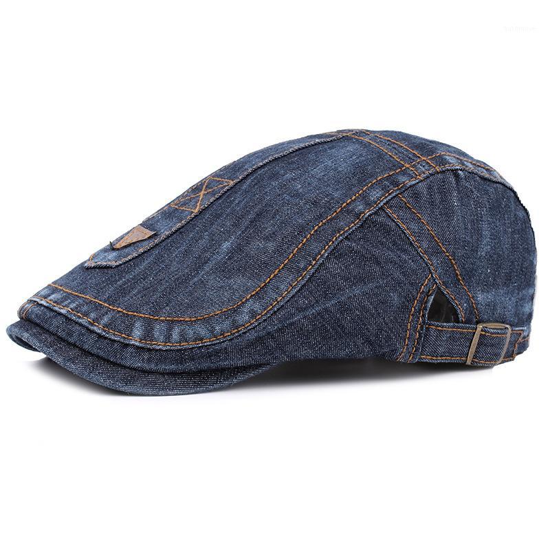 

2020 New Style Washed Denim Beret Men's and Women's Casquette Autumn Forward Hat1