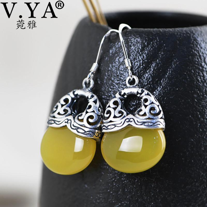 

Dangle & Chandelier V.YA 925 Sterling Silver Drop Earrings Women Natural Red Stone Vintage Shaped Dangling Earring Female Jewelry1