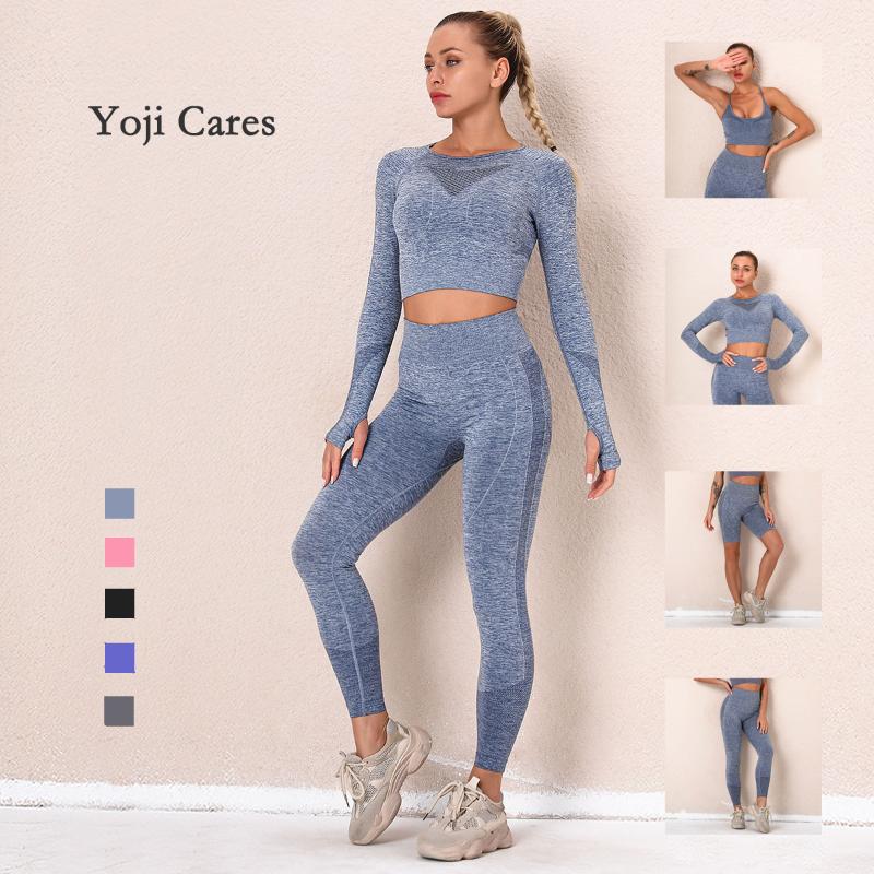 

2021 Women Yoga Set Gym Clothing High Waist Leggings Tummy Control Shorts Fitness Bra Workout Top 4pcs Sportswear, 4pcs gary