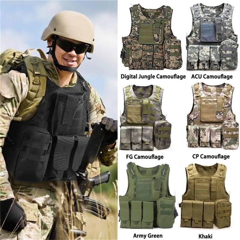 

USMC Airsoft CS Military Tactical Vest Molle Combat Assault Plate Carrier Tactical Vest Outdoor Clothing Hunting Vest 201214, Smsm