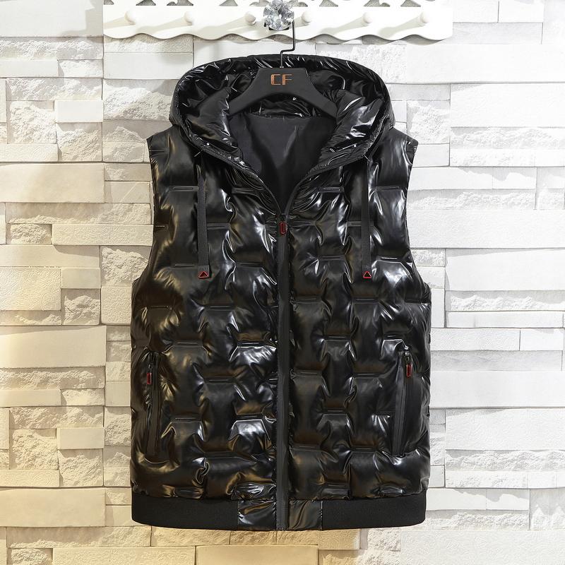 

Plus Size 10XL 9XL Autumn Winter Mens Sleeveless Jackets Fashion Male Vest Coats Cotton-Padded Thicken Warm Vests Men Waistcoats, Black
