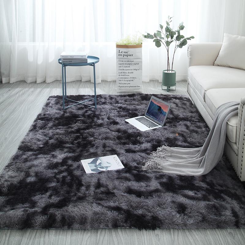 

European long hair fashion bedroom carpet bay window bedside mat washable personality blanket Gradient color living room rug