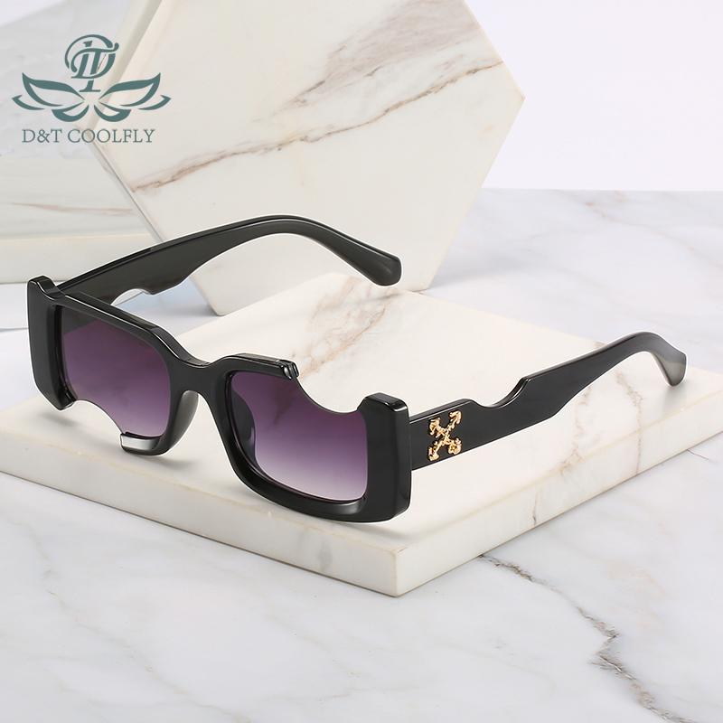 

Sunglasses D&T 2021 Fashion Rectangle Women Men Brand Designer Distinctive Incomplete Style Gradients Lens PC Frame UV400