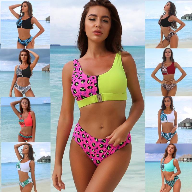 

3 Point Bikini Split Swimsuit Women Sexy HighElasticity Durable Division Swimsuit Multicolor with Chest Pad Without Underwire