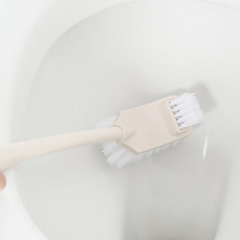 

Plastic Long Handle Bathroom Scrub Cleaning Brush Double Sided Toilet Brush with Stand Base Creative Household Cleaning Tool1, Creamy-white