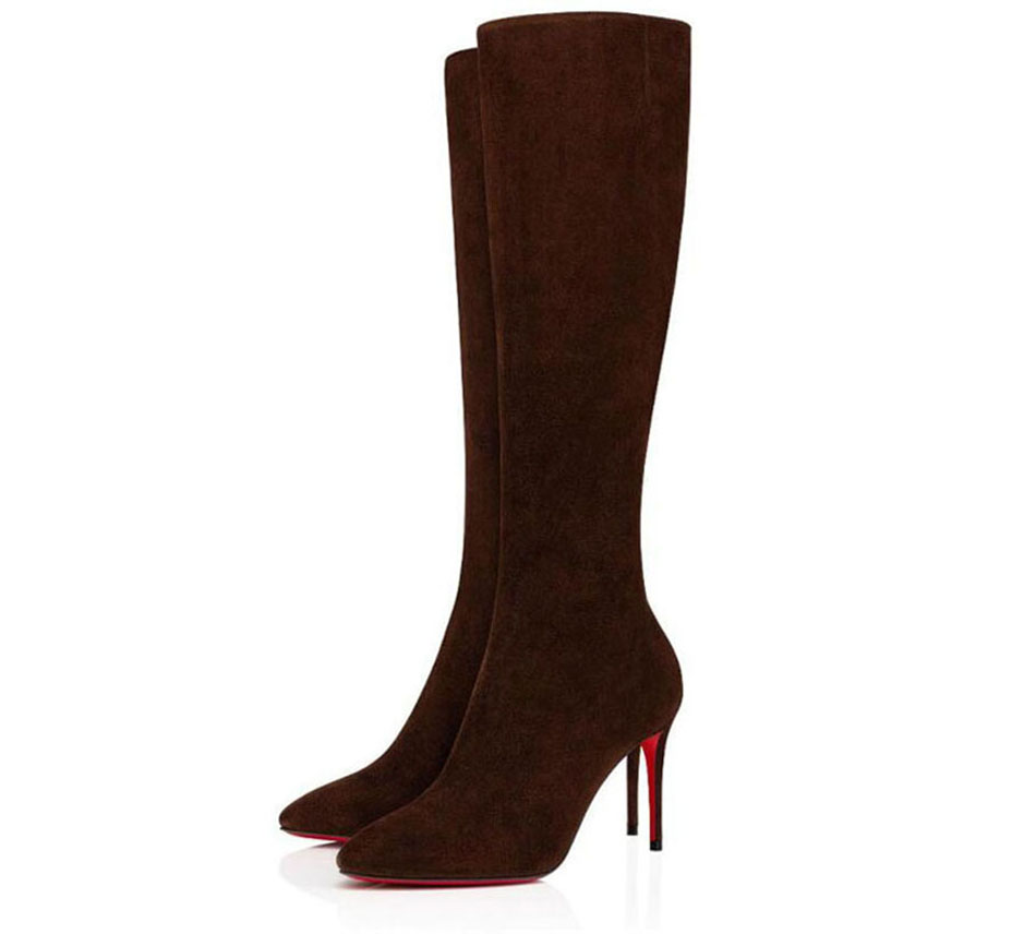 

Fashion Women Shoes! Luxuious Paris Womens Red Bottom Boot Ankle Shoes Sokate Booty Fashion Women Suede Leather Sexy High Heels with boxes