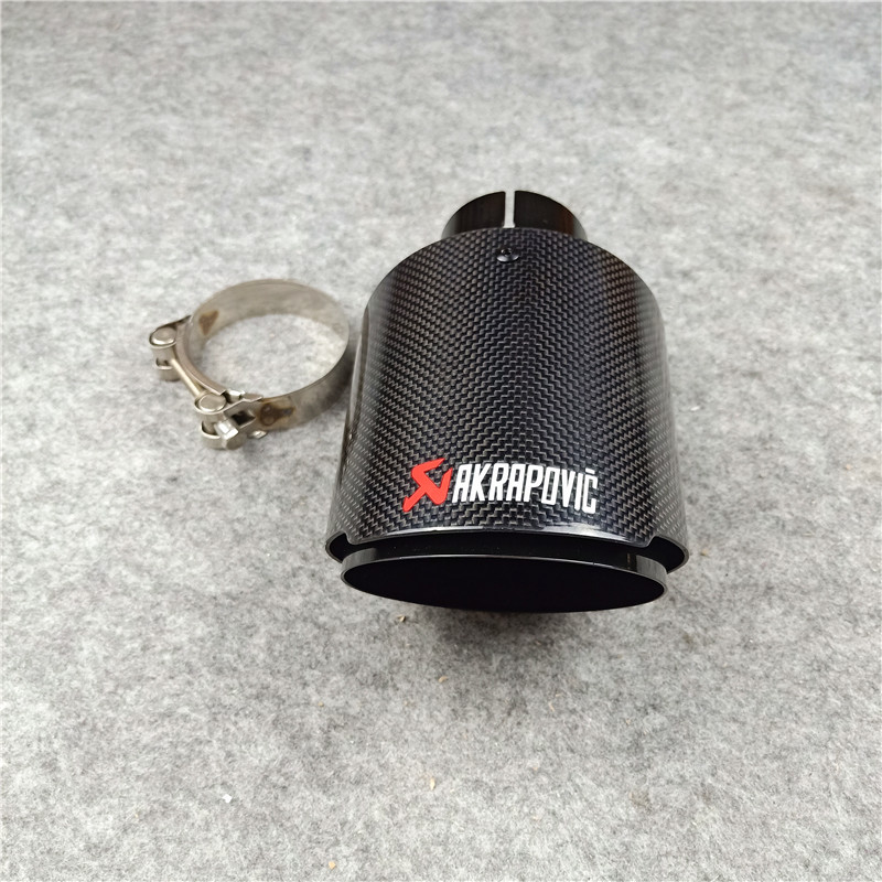 

1 piece High quality Car universal Akrapovic Exhaust Pipe Glossy Grilled Black Carbon fiber Stainless Steel Muffler tip