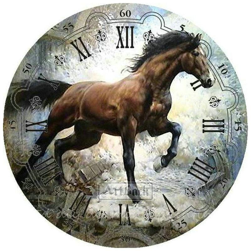 

Horse wall clock 5d diy diamond painting animal 3d full square mosaic diamond embroidery decorative clock sticker