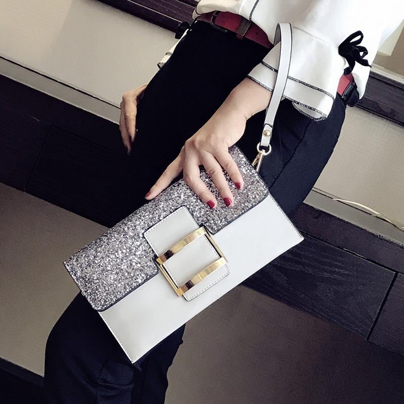 

New style women's envelope bag personality fashion wild temperament hand bag, Black