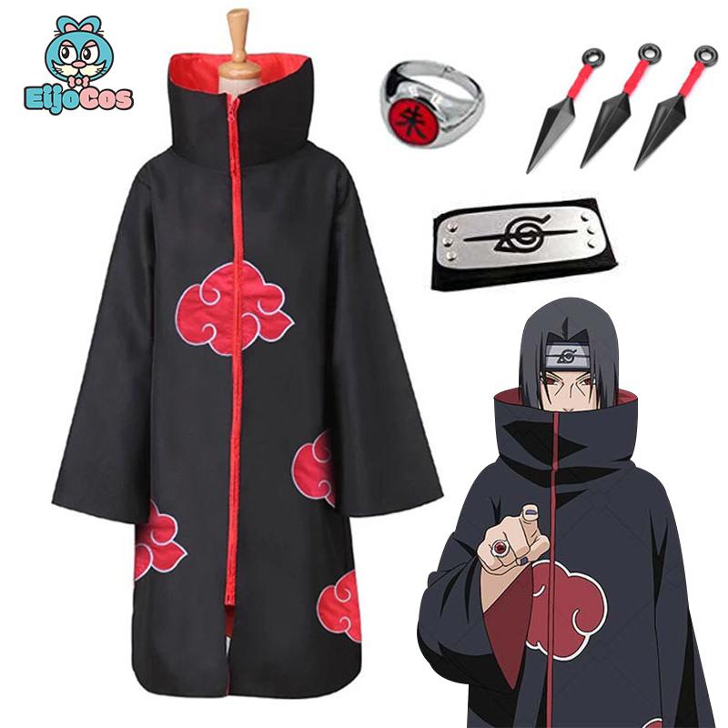 

Cosplay Set Anime Naruto Akatsuki/Uchiha Itachi Costume Halloween Christmas Party Sasuke Clothing Cloak Cape Adult Kids Cosplay