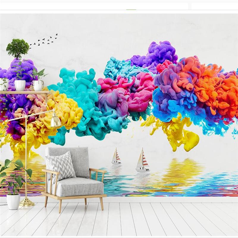 

wellyu papier peint wallpaper for walls 3 d Custom wallpaper Ink and smoke abstract background wall decoration painting, As pic