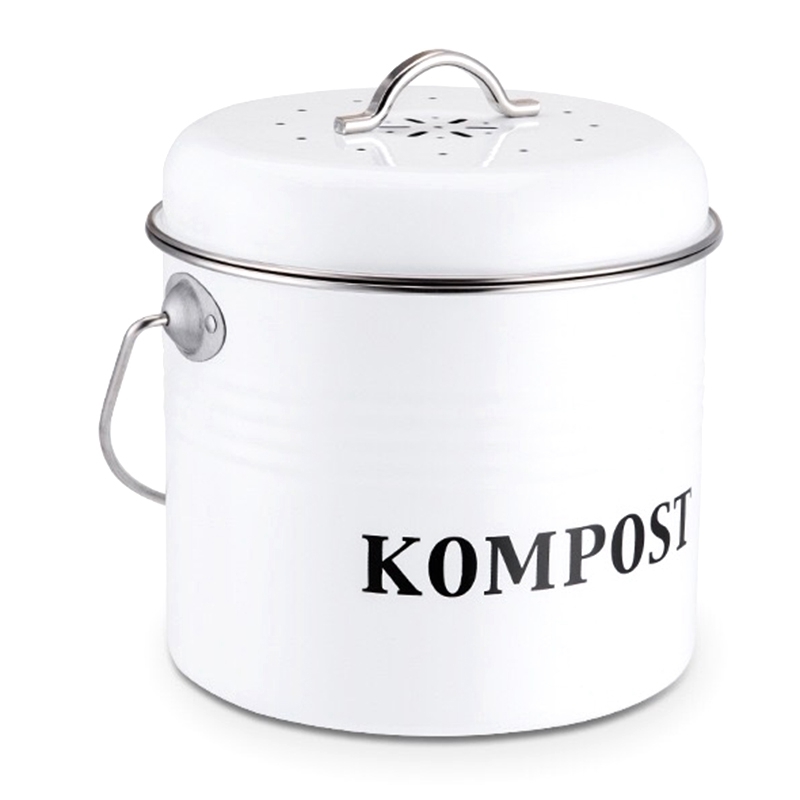 

Kitchen Compost Bin 5L Organic Homemade Trash Can Melons Leaves Iron Round Charcoal Filter Bucket DIY Garden Fertilizer C0930