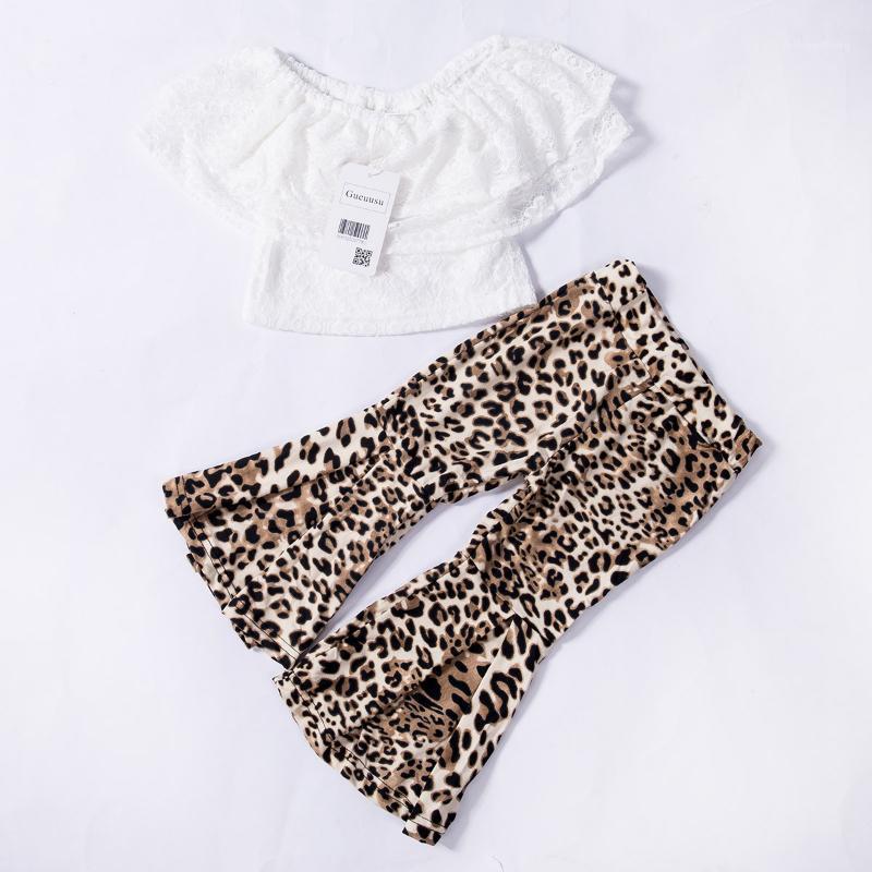 

Kids Baby Girl Clothes Lace Top+Leopard Flares Pants Summer Outfits Set UK1, White