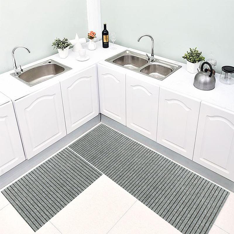 

Household entrance door rug kitchen bathroom toilets floor wear-resistant dirt-resistant non-slip absorbent can be cut foot mat, Gray