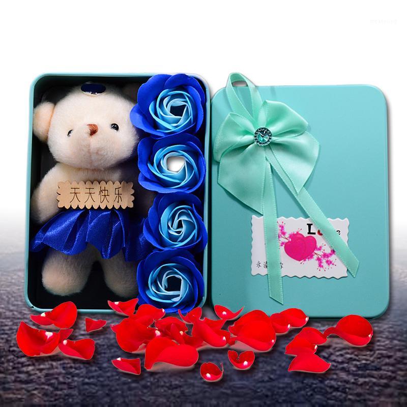 

Valentine's Day Present New Arrive Soap Rose Little Bear Valentines Day Gift Wedding Party Decoration Birth Gift Box Flower1, Pink