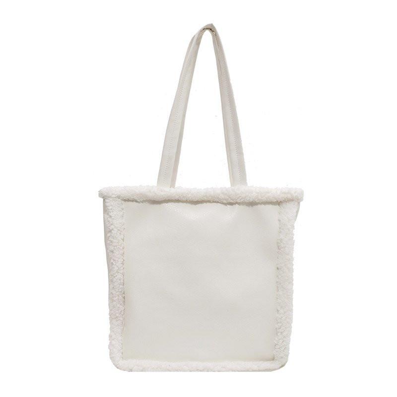 

Shoulder Bag Large Capacity Women Fashion Handbag New Autumn Winter Youth Girl Daily Bag Literature And Art White Black Light, Black shoulder strap