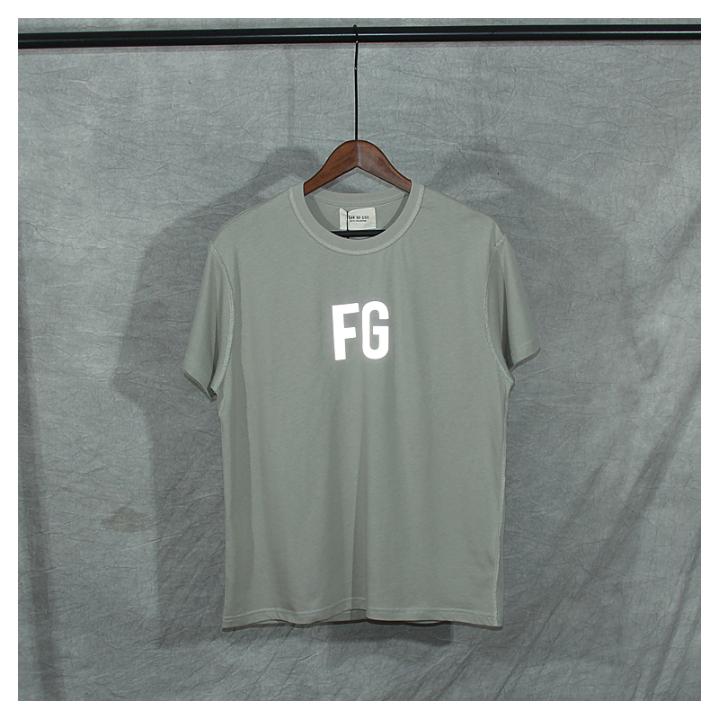 

2021 Summer New Sixth Collection Olive Green O-neck T-shirt Men Women Oversized Hiphop Fg Letter 100% Cotton t Shirt Hx26, Black