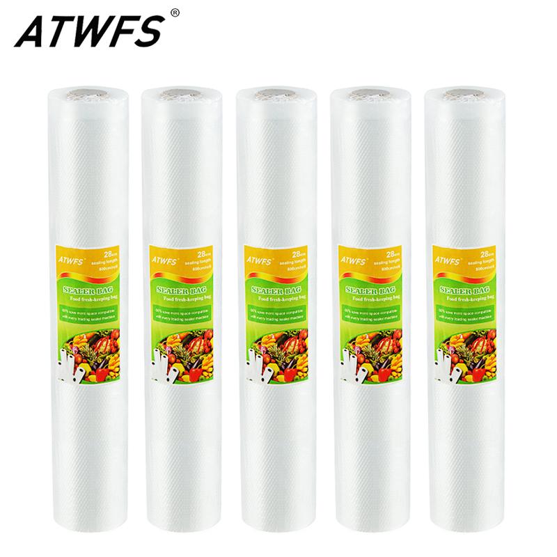 

5 Rolls/lot Vacuum Sealer Bags Packaging Sealing Machine Packer Packing Sachet Plastique Saver 12/17/20/25/28*500cm