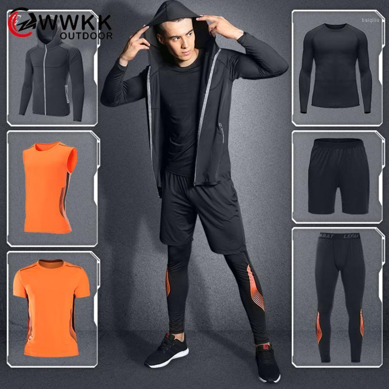 

WWKK Men's Yoga Shorts+Hooded Coat+T Shirt+Vest+Long Sleeve Tee+Pants 6 Pieces Set Outdoor Running Quick Dry Fitness Sports Sets1, 6 piece set 1