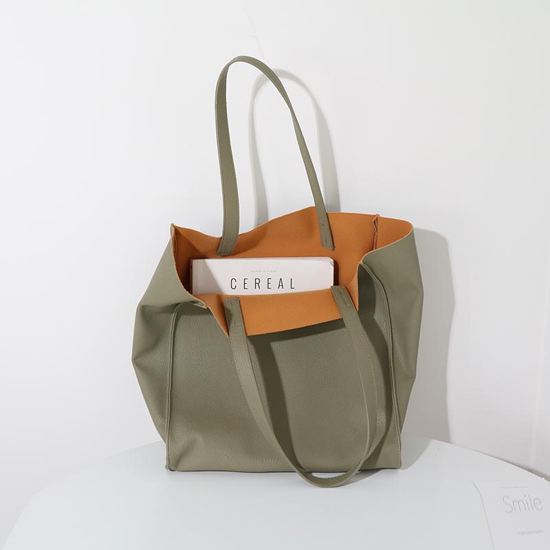 

Tote bag women's soft leather large new fashion Korean Version of Instagram simple commuting light and large capacity, Black