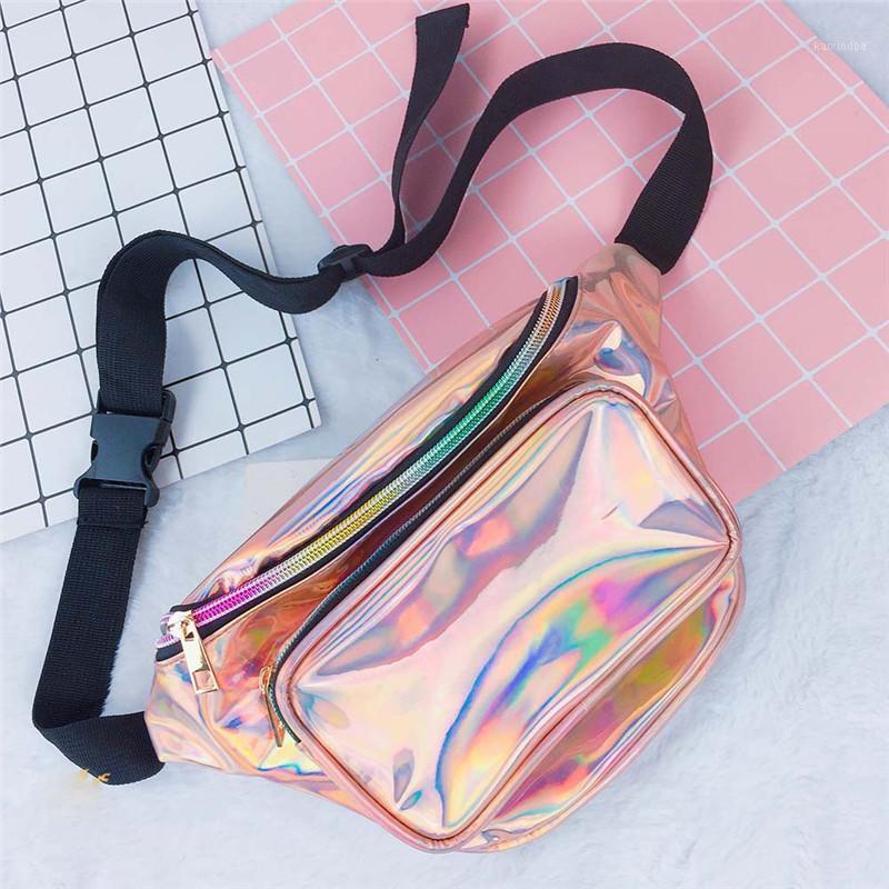 

Fashion Shiny Retro Fanny Pack Rave Festival Waist Pack Outdoor Travel Crossbody Hip Bag1, Pink