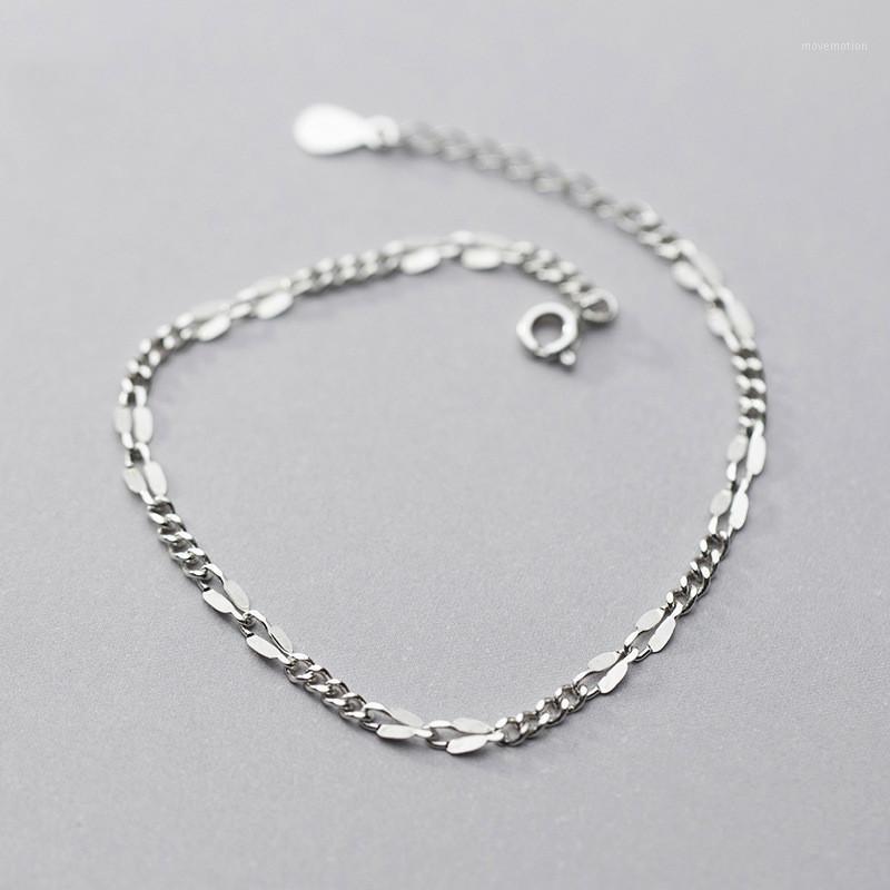 

S925 Sterling Silver Color Korean Fashion Simple Flat Chain Bracelet 18.5CM For Women Daughter Girls Jewelry1