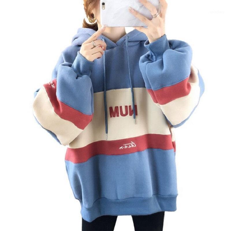 

Letters Striped Women Hoodies & Sweatshirts Outside Pullover New Loose Bottoming hoody Fashion Oversized Hoodie Korean1, Blue