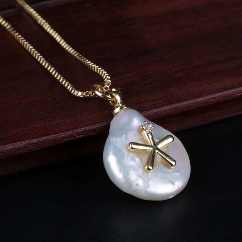 

paved cz tiny seaweed charm natural freshwater pearl bead jewelry slim thin gold chain pendant choker necklace for women