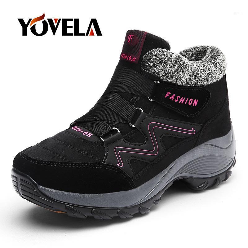 

2020 Classic Women Snow Boots Winter Shoes Warm Plush Ankle Boots Women Casual Shoes Waterproof Wedge Snow Sexy Warm Fur1, Red