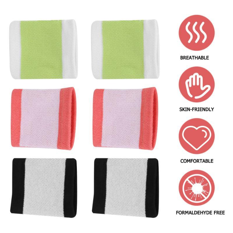 

3 pairs of Sweat-absorbent Sports Wristband Soft Protective Wrist Cuff Sweat Absorption Wrist Brace Breathable Support (Wh, Assorted color