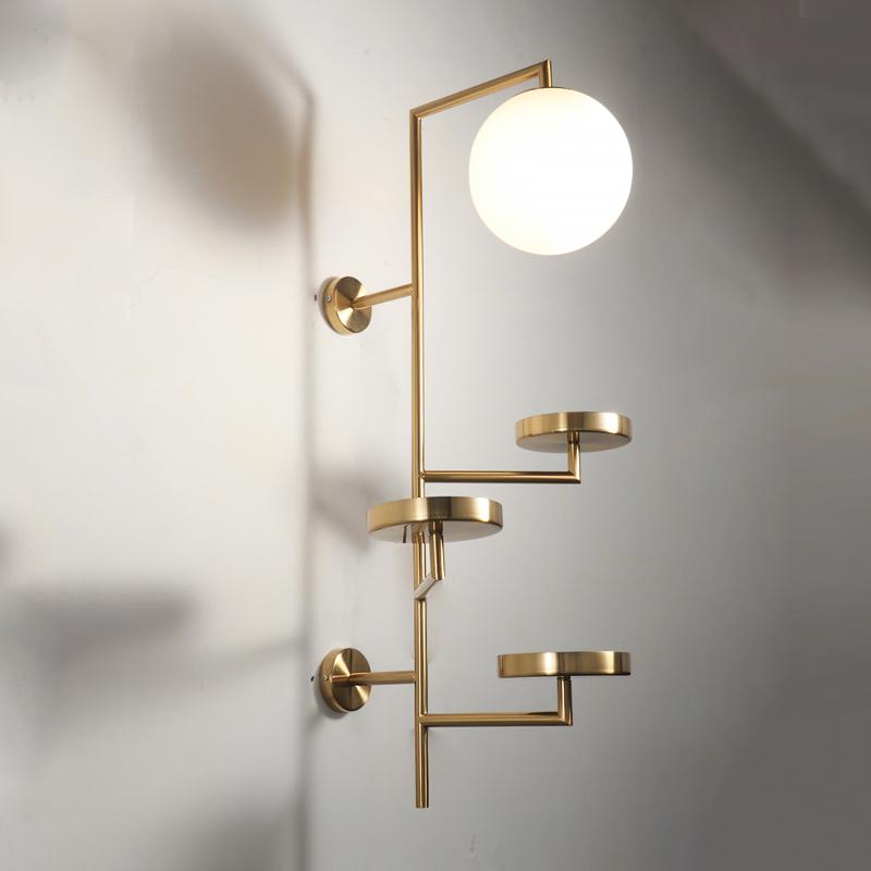 

Post Modern Line Wall Lamp Minimalism Nordic Glass Ball Led Wall Sconce Light Fixtures Bathroom Bedside Mirror Lights Loft Decor