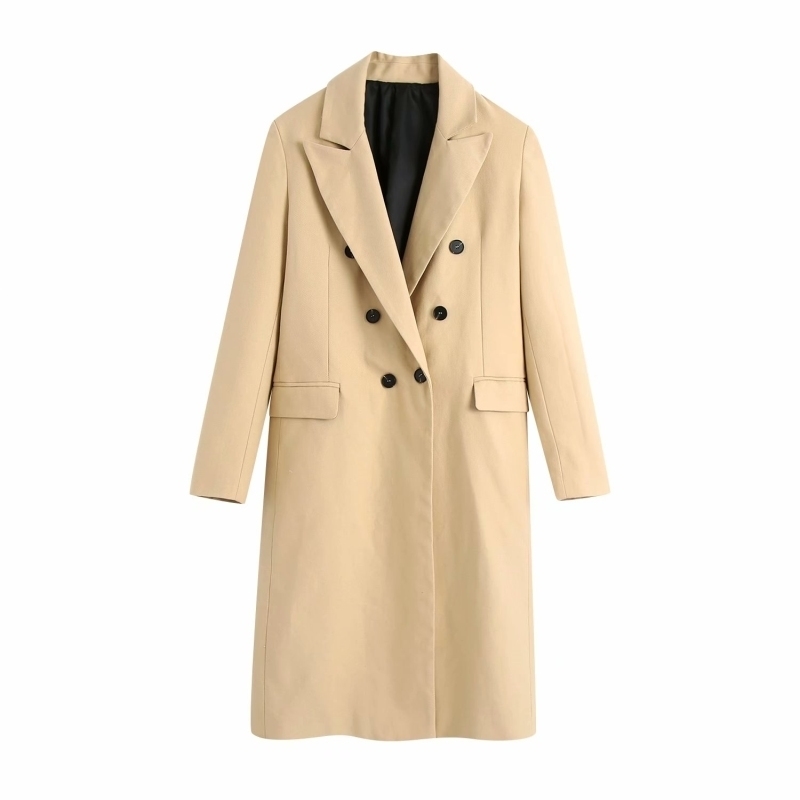 

2021 New Fashion Button-fly Coats Autumn Pockets Casual Ladies Jackets Long Thin Women' Coat Loose Chic Jacket BLAH, Khaki.