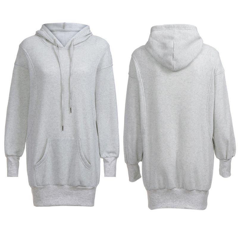 

Women Long Sleeve Oversized Hoodies Dress Drawstring Pullover Tunic Sweatshirt MXMA, Burgundy