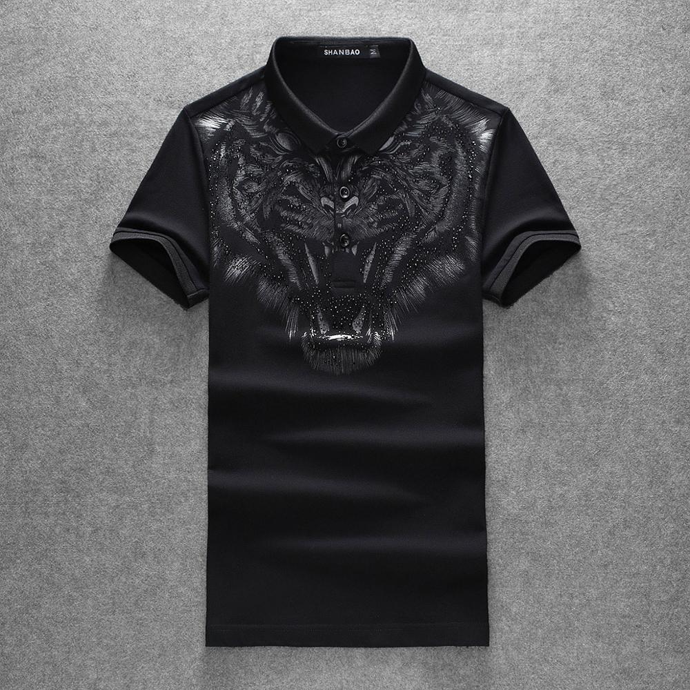 

2021 High New Striped Men Embroidered Tiger Head Fashion Hip Skateboard Cotton Top Shirt # N234 683R