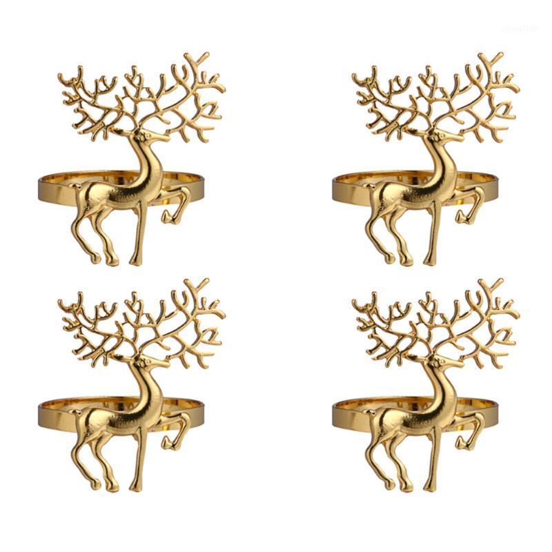 

4pcs Christmas Elk Napkin Rings Napkin Buckles Xmas Alloy Durable Holders1