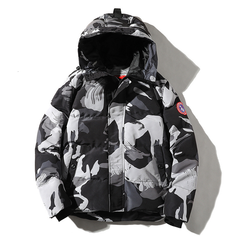 

2021 Winter New Stand Collar Hooded Jacket Thick Warm Camouflage Men's Cotton Suit Coat Gxix, Dark camouflage