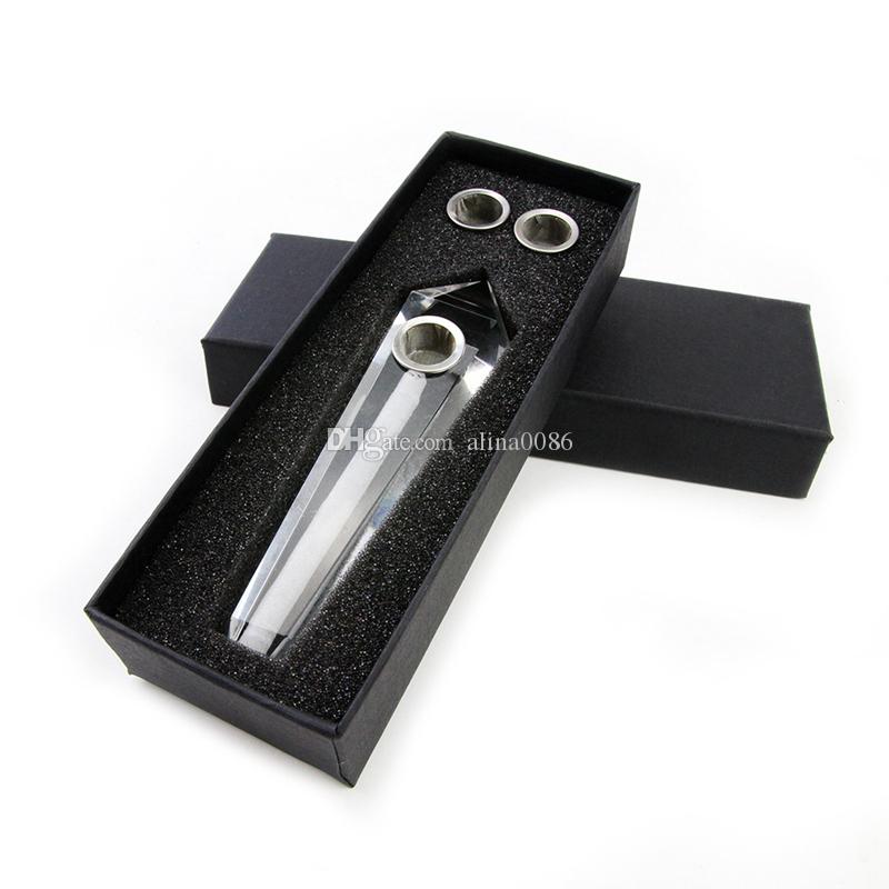 

Crystals smoking natural CRYSTAL quartz Tobacco Pipe portable Hand Pipes & Metal Carb Hole household