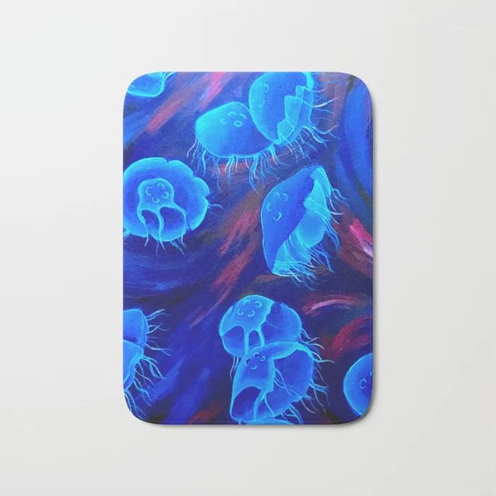 

HOT Bathroom Rugs Moon Jellyfish Bath Mat Flannel Absorbent Non Slip Doormat Entrance Door Bath Room Mats1