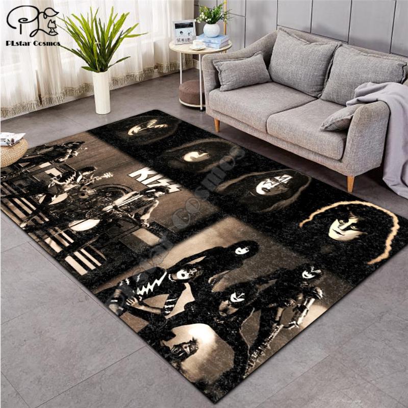 

KISS Rock Shaggy Fluffy Anti-Skid Area Floor Mat 3D Rug Non-slip Mat Dining Room Living Room Soft Child Bedroom Carpet ST01