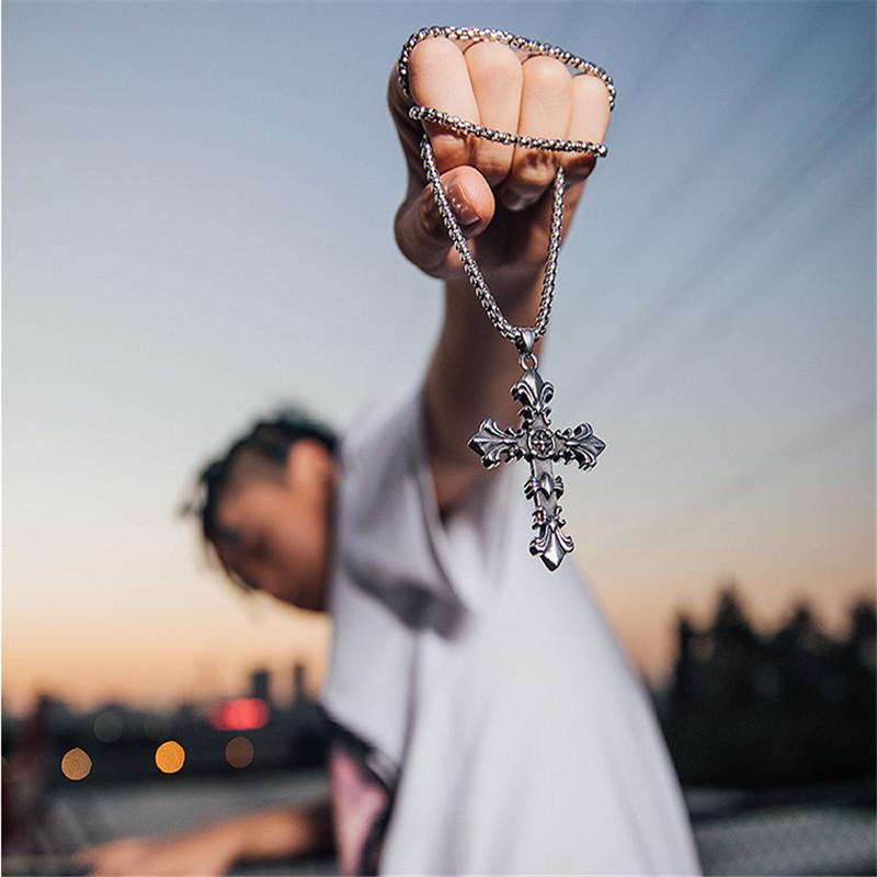 

New Style Gothic Style Cross Viking Pendant Necklace Man Statement Necklace Woman Fashion Jewelry Chain Gifts