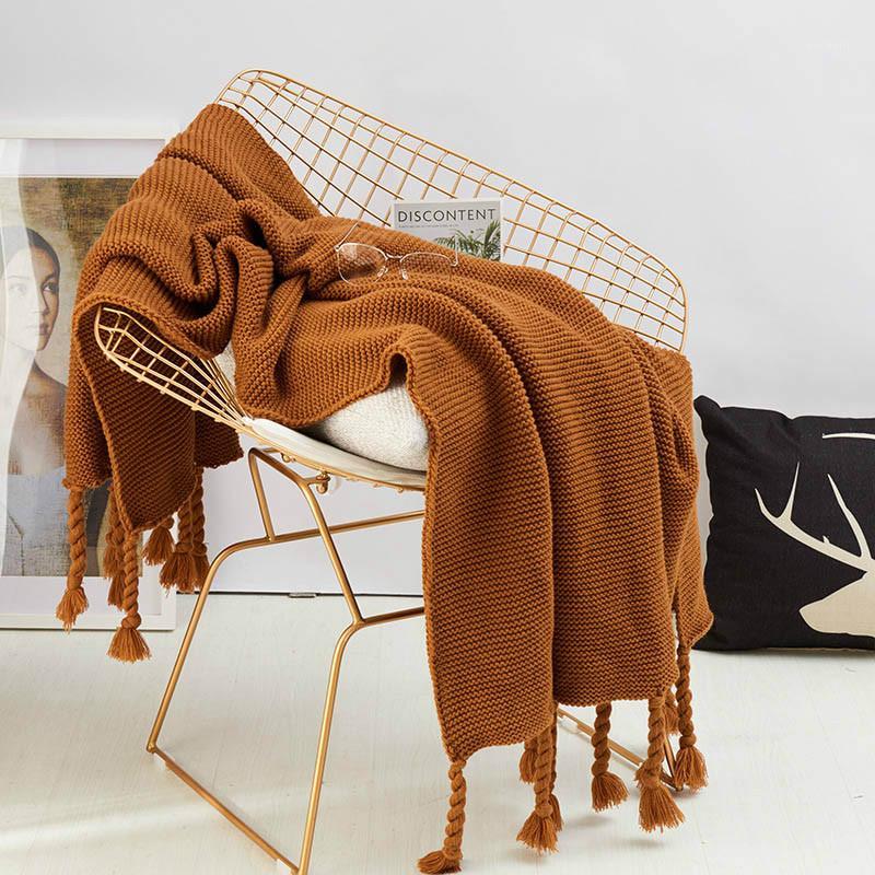 

Tassel Knitted Blanket Cover Home Sofa Cover Plaid Baby Bedding Sheet Comforter 130x160cm1