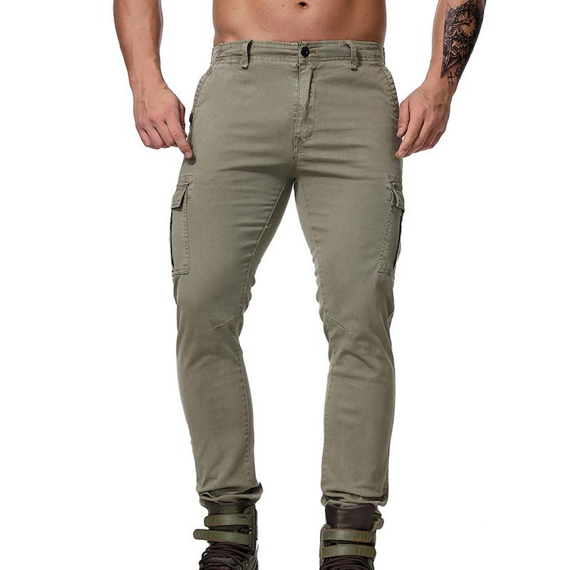 

Vintage Solid Pencil Tide Pants Men Long Outdoor Sports Trousers Men Hiking Hunting Camping Pant Zipper Tactical Pants, Khaki