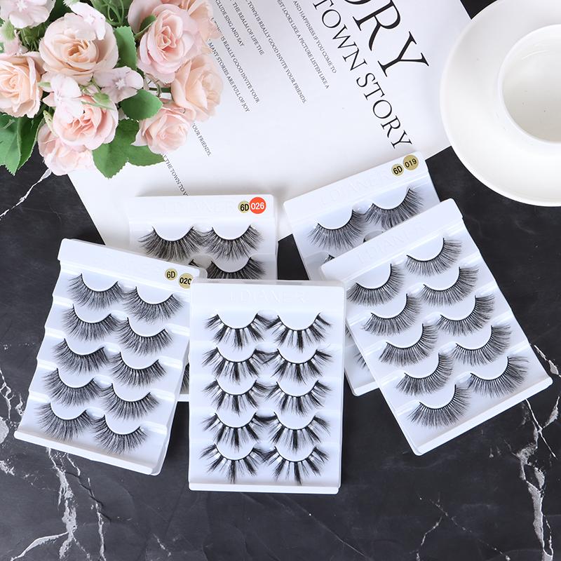 

5 Pairs 6D False Eyelashes Natural Cross Eyelash Curling Thick And Multi-layered Faux Mink Hair False Eyelashes
