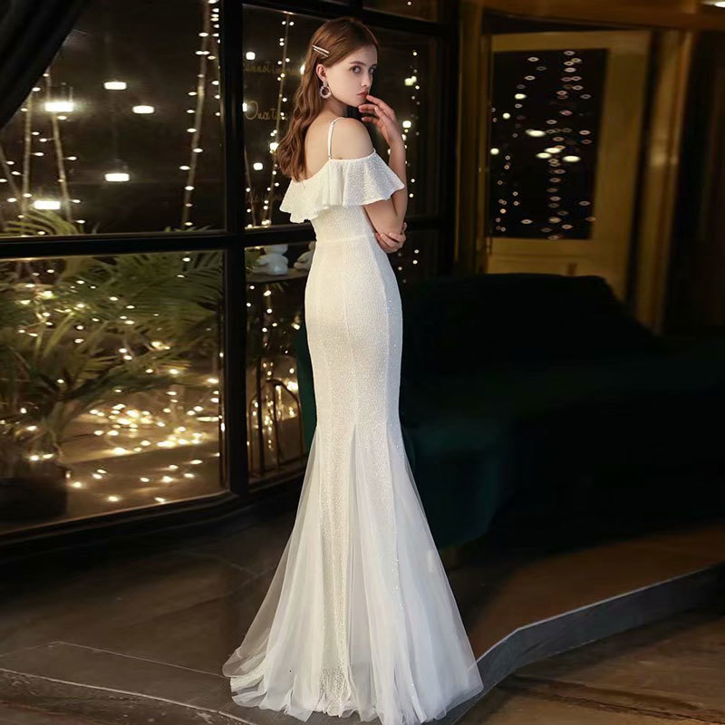 

2021 New Arrival Robe Boat Neck Evening Lantejoulas Bride Dressed Party Dresses OJNC, Same as the photos