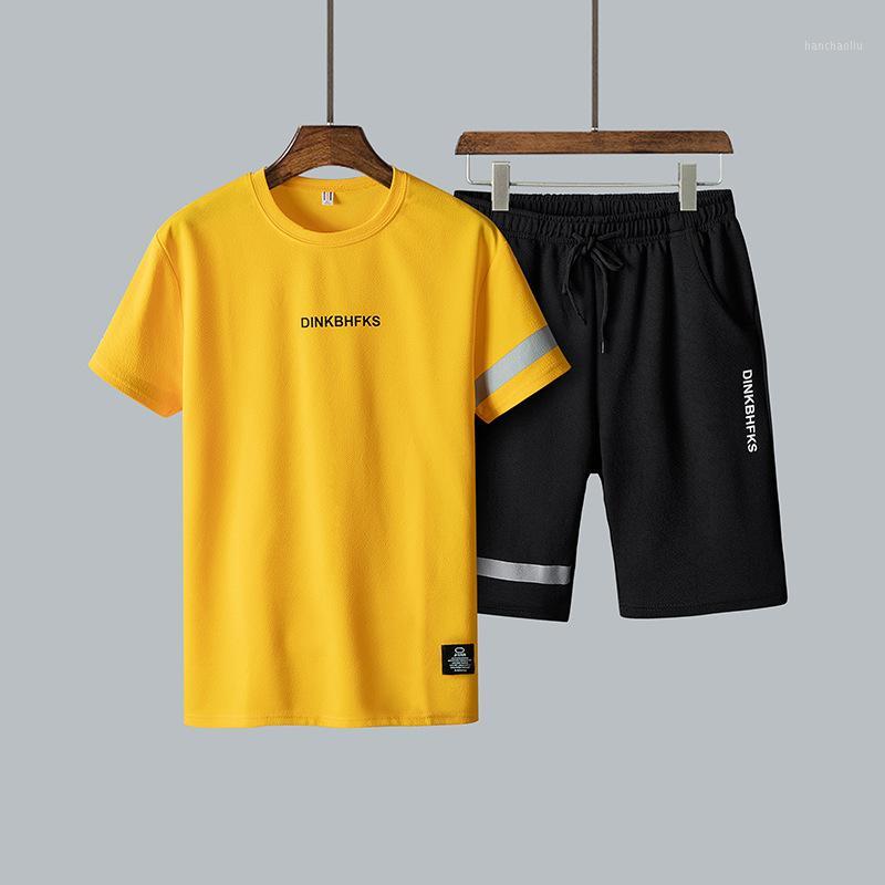 

Summer Men's Sports Tracksuits New Tshirt Shorts Suit Polyester Fiber Fashion Sportswear Printed Jogging Ropa Deportiva Hombre1, Black