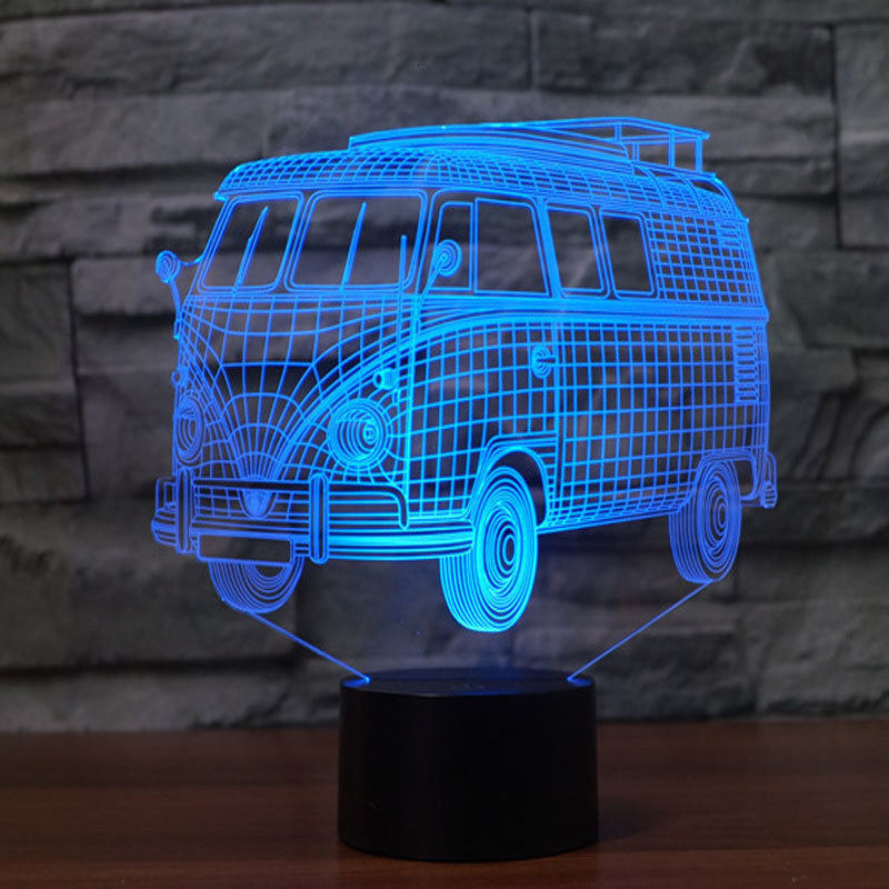 

2021 New Bus 3d Led Colorful Acrylic Lamp As Home Decorations Lights P974